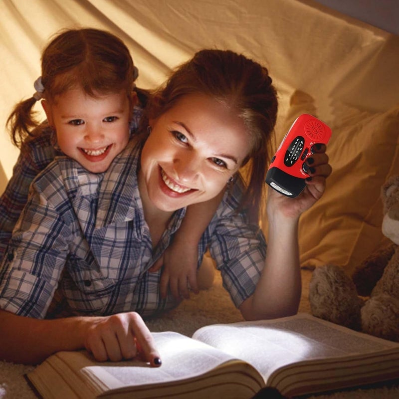 ويوبلز جهاز تنبيه لاسلكي يعمل بالراديو - بنك طاقة AM/FM للهواتف المحمولة، شحن USB، يعمل بالطاقة الشمسية واليدوية - 2000 مللي أمبير، مصباح يدوي وراديو لمعدات النجاة - Image 2